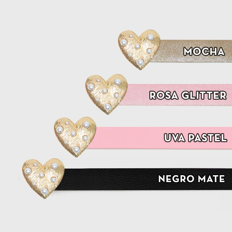 CORREA CORAZÓN PERLAS DORADO - Imagen 13