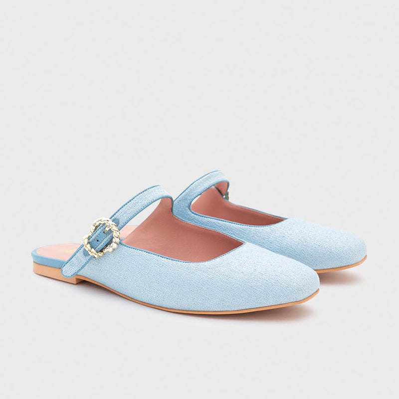 KENZA MULE FLAT CELESTE - Imagen 4