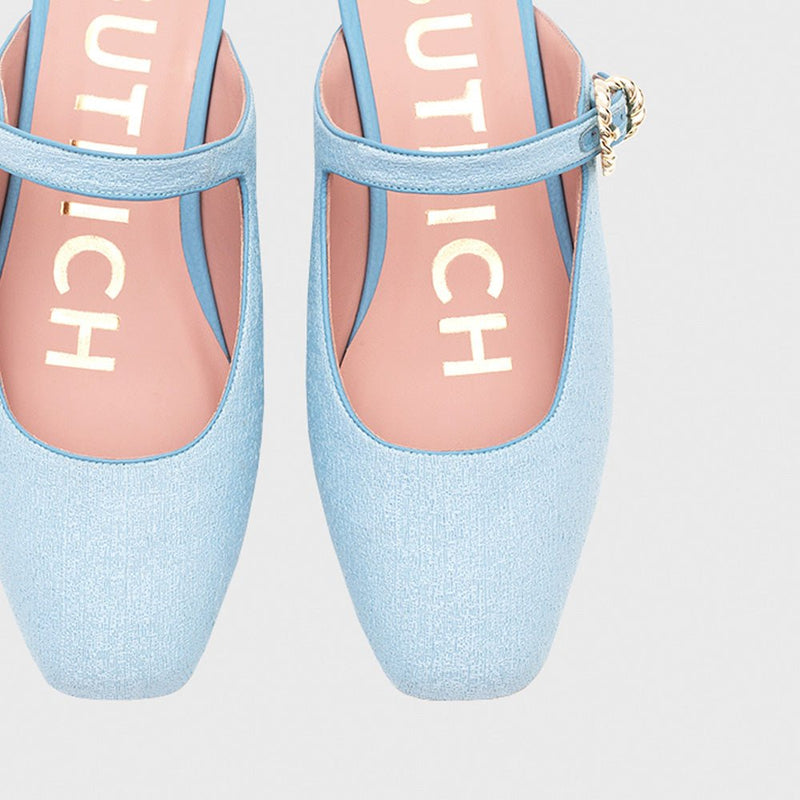 KENZA MULE FLAT CELESTE - Imagen 5
