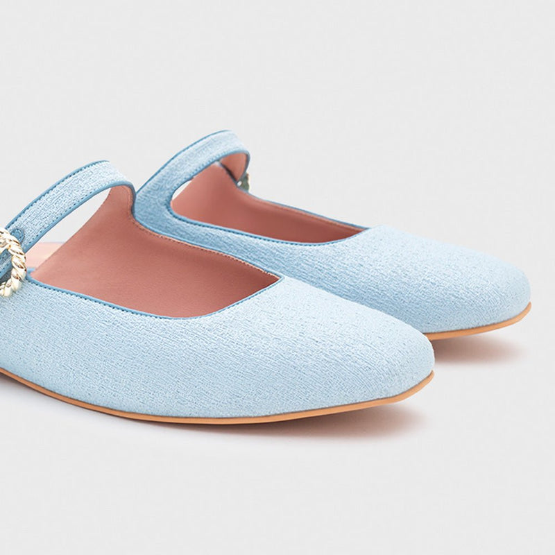 KENZA MULE FLAT CELESTE - Imagen 2