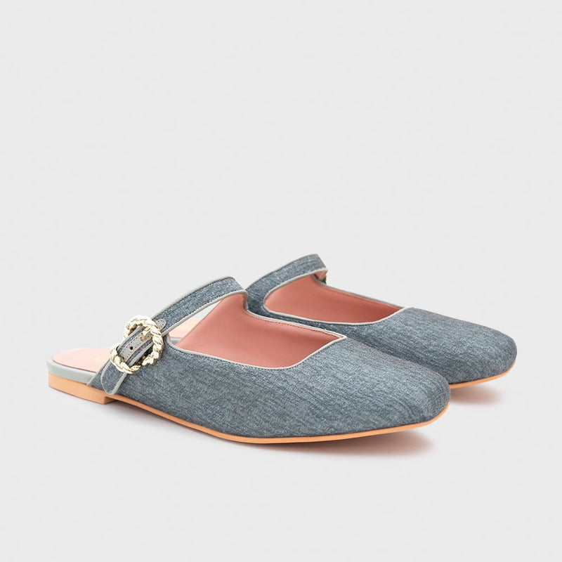 KENZA MULE FLAT GRIS - Imagen 4