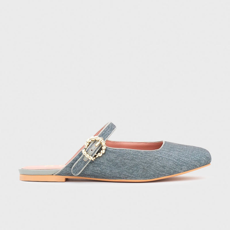 KENZA MULE FLAT GRIS
