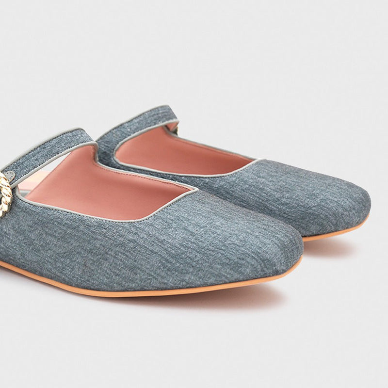 KENZA MULE FLAT GRIS - Imagen 2