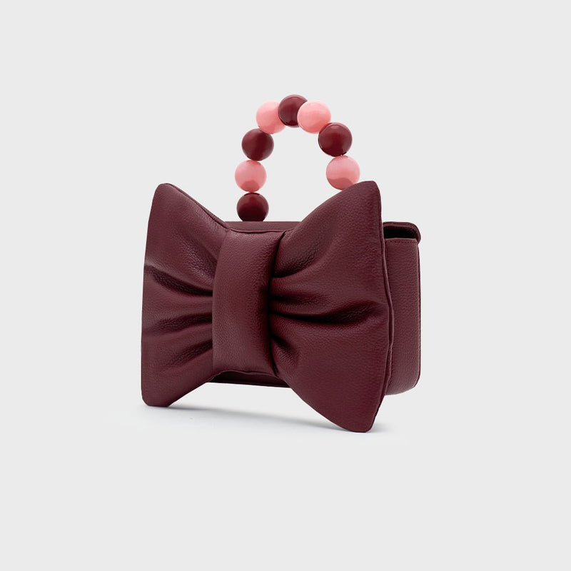 NAILA BEADED BOW BAG BORGOÑA - Imagen 7