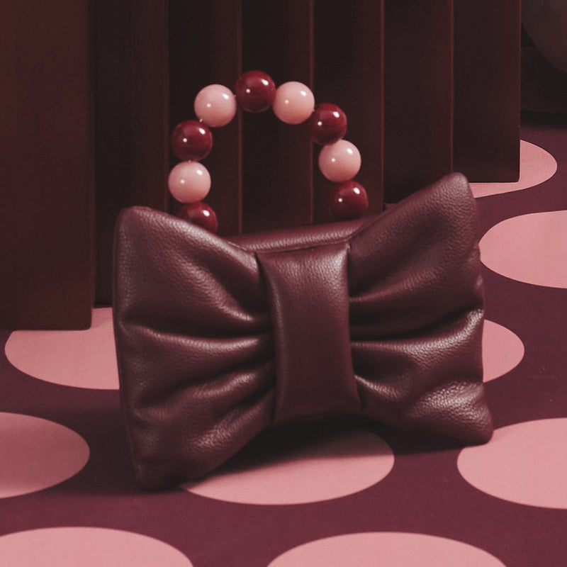 NAILA BEADED BOW BAG BORGOÑA - Imagen 2
