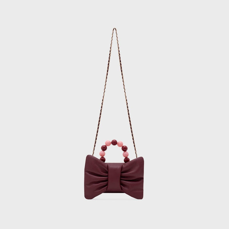 NAILA BEADED BOW BAG BORGOÑA - Imagen 4