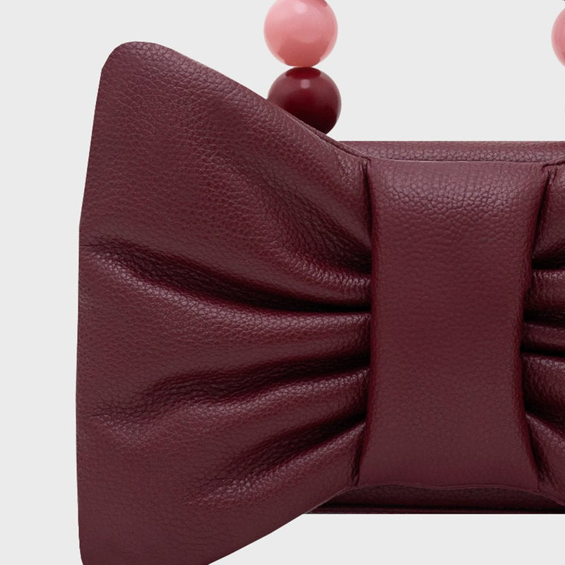 NAILA BEADED BOW BAG BORGOÑA - Imagen 3