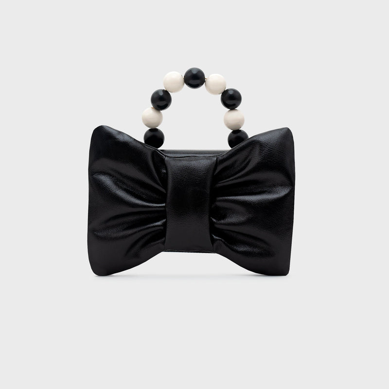 NAILA BEADED BOW BAG NEGRO