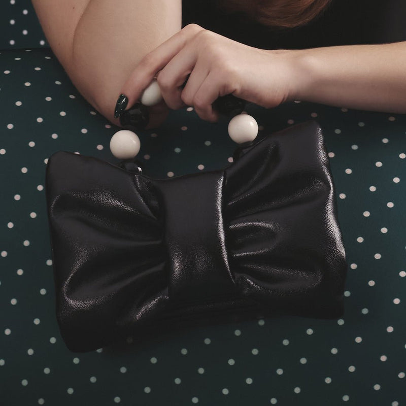 NAILA BEADED BOW BAG NEGRO - Imagen 2